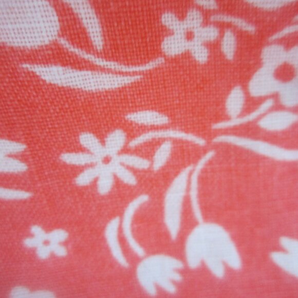 Pure Linen Brand Womens 14 Coral Pink White Floral LS 100% Linen Button Shirt XL - Picture 6 of 8